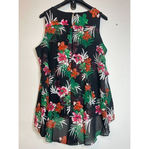 NY Collection Womens Floral Print  Sleeveless Blouse High-Low Hem Size 2X - Picture 2 of 8